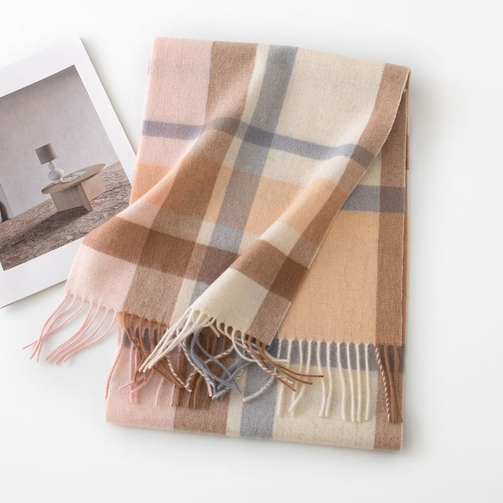 100% Ullskjerf High-end Dame Allsidig Fortykket Rutete Spleiset Varmt Skjerf Dobbeltformål