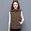 Cotton Vest Women's Autumn and Winter Short Live Hat Thermal Vest Small Man New Sleeveless Cotton Clothes Solid Color Versatile Cotton Vest