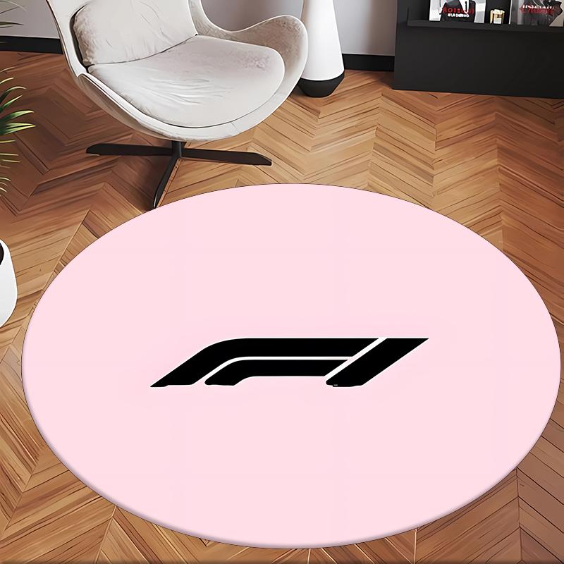Formula 1 (1) Round Office Rug Decorative Floor Rug for Office Bedroom Living Room and Home Space