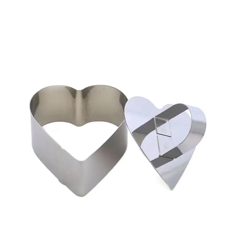 Stainless Steel Mousse Ring Cake Mold with Push Plate DIY Round Square Flower Heart Shape Cake Cupcake Mould Pastry Baking Tools