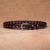 Womens Genuine Leather Belt With Hollow Design Pin Buckle Slim Width Jeans Dress Pants Black Coffee White