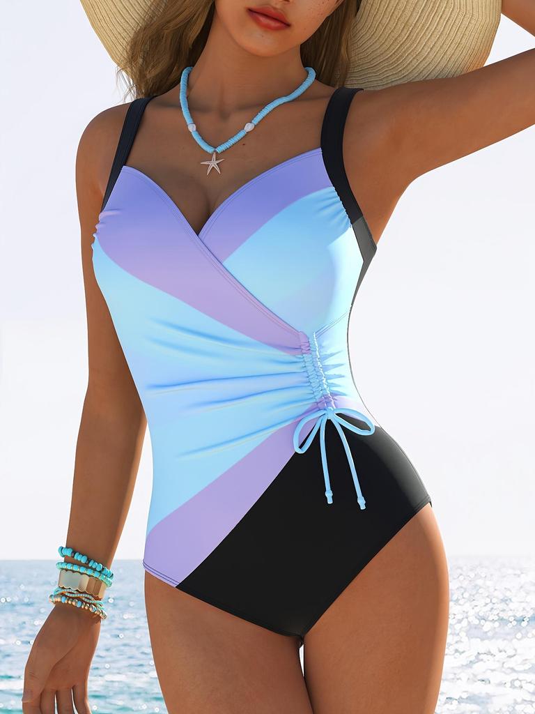 Costume da bagno intero da donna alla moda | 1 pezzo | Tessuto a maglia in poliestere | Elasticizzato, Alta elasticità | Costume da bagno intero | Donna | Stile sportivo