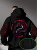Men's Gothic Style Dragon Print Hooded Sweatshirt, Harajuku Style, for Autumn/Winter.