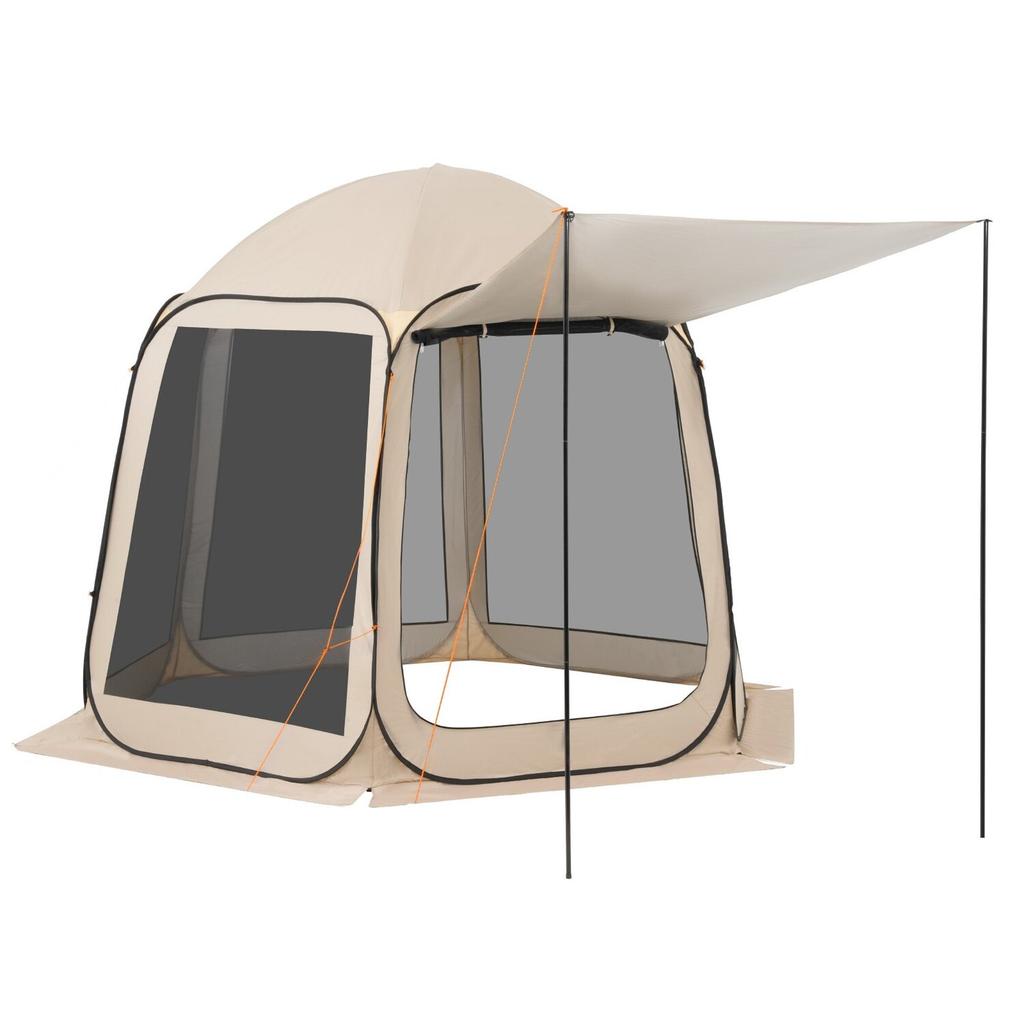 Screen House Zelt, 3030 x 2650 x 2300 mm, 4-8 Personen Pop-Up Screen Zelt mit erweiterter Markise, Tragbares abgeschirmtes Überdach mit Tragetasche, Netzgewebe