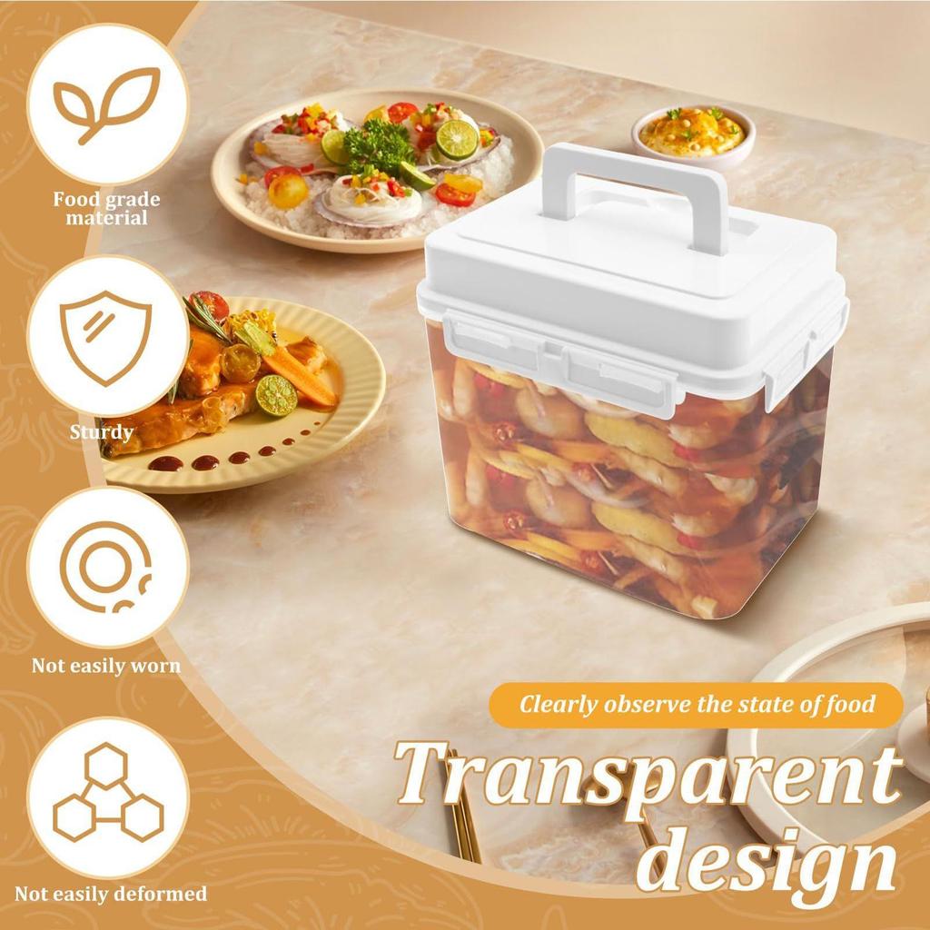 5L Pickle Jar with Airtight Lid Leakproof Fermentation Container with Handle Pressure Plate for Home Kitchen Food Preservation