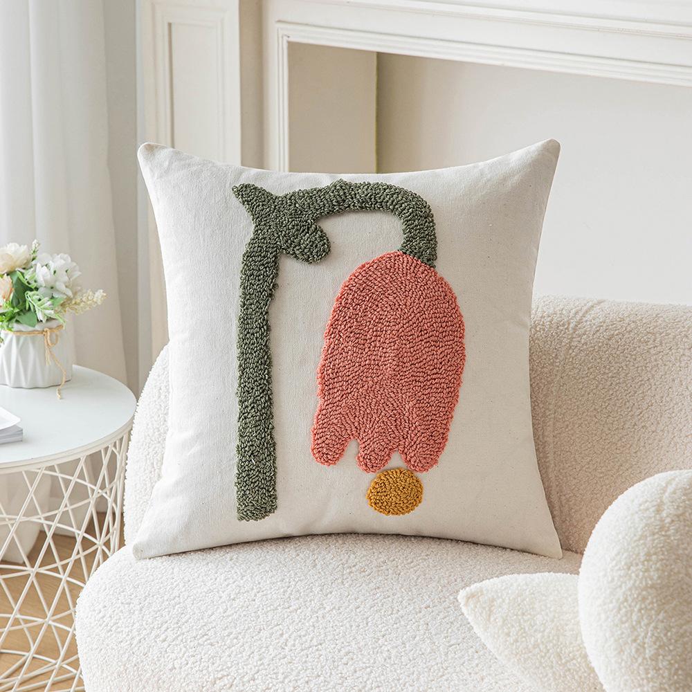 Nordic Flower Tuft Pillow Internet Celebrity Ins Style Tulip Pillow Living Room Sofa Cute Cushion Without Core