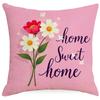 Pink Floral Set Sofa Pillow Case Nordic Simple and Versatile Linen Pillow New Car Cushion