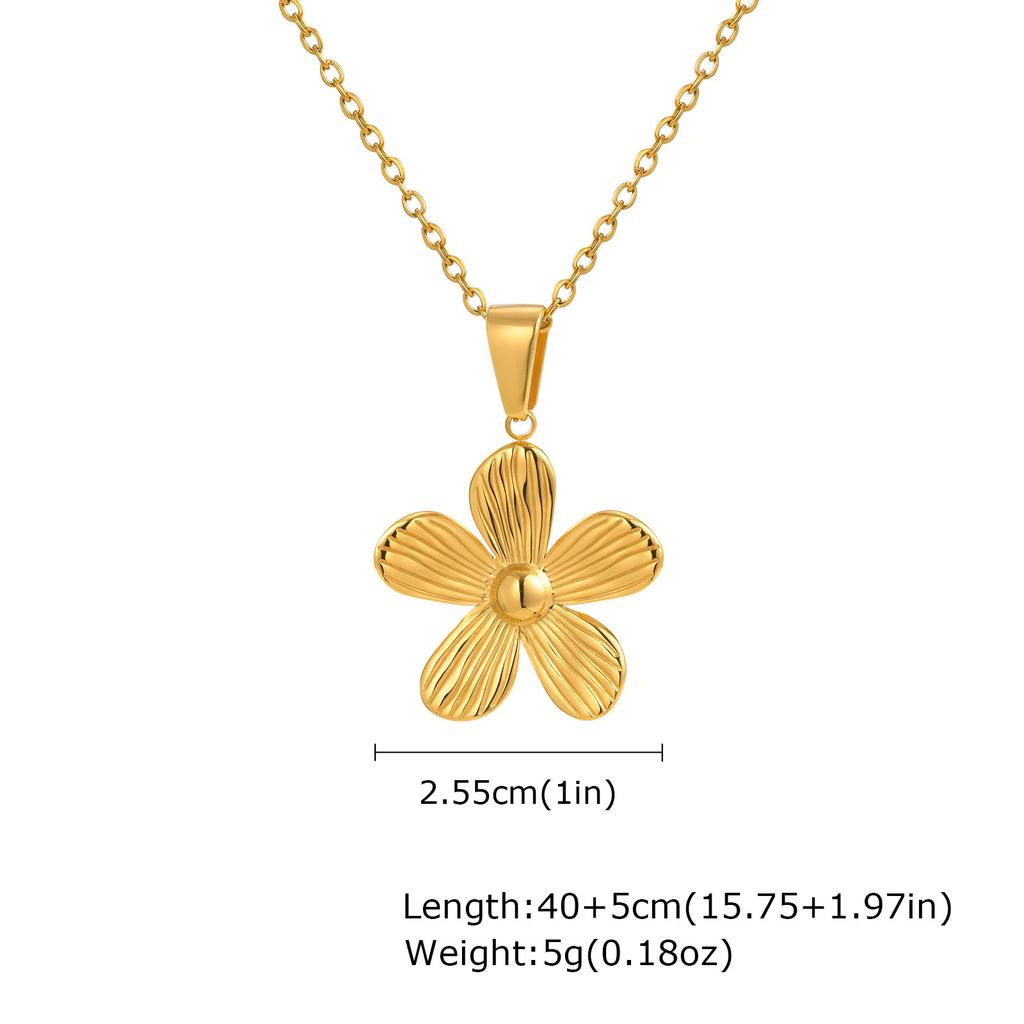 Accessories, Stainless Steel Flower Pendant 18K Gold Necklace Ladies, Shell Elements 197