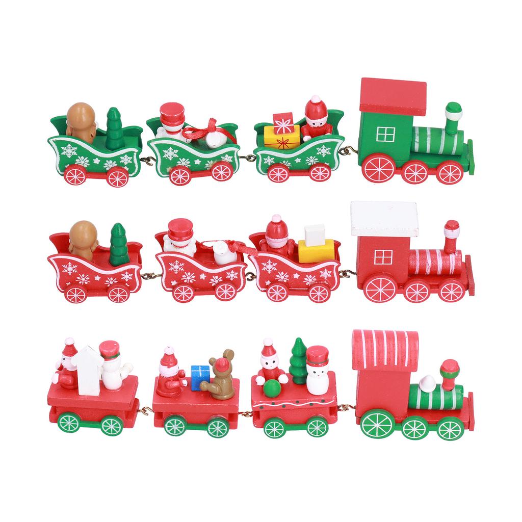 Christmas Train Toys Set Miniature Color Cartoon Christmas Train Model for Kids Boys Girls