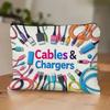 New Canvas Charger Storage Pouch Print Design Large Capacity Electronics Bag Zipper Closure Cosmetic Organizer for Office Desk