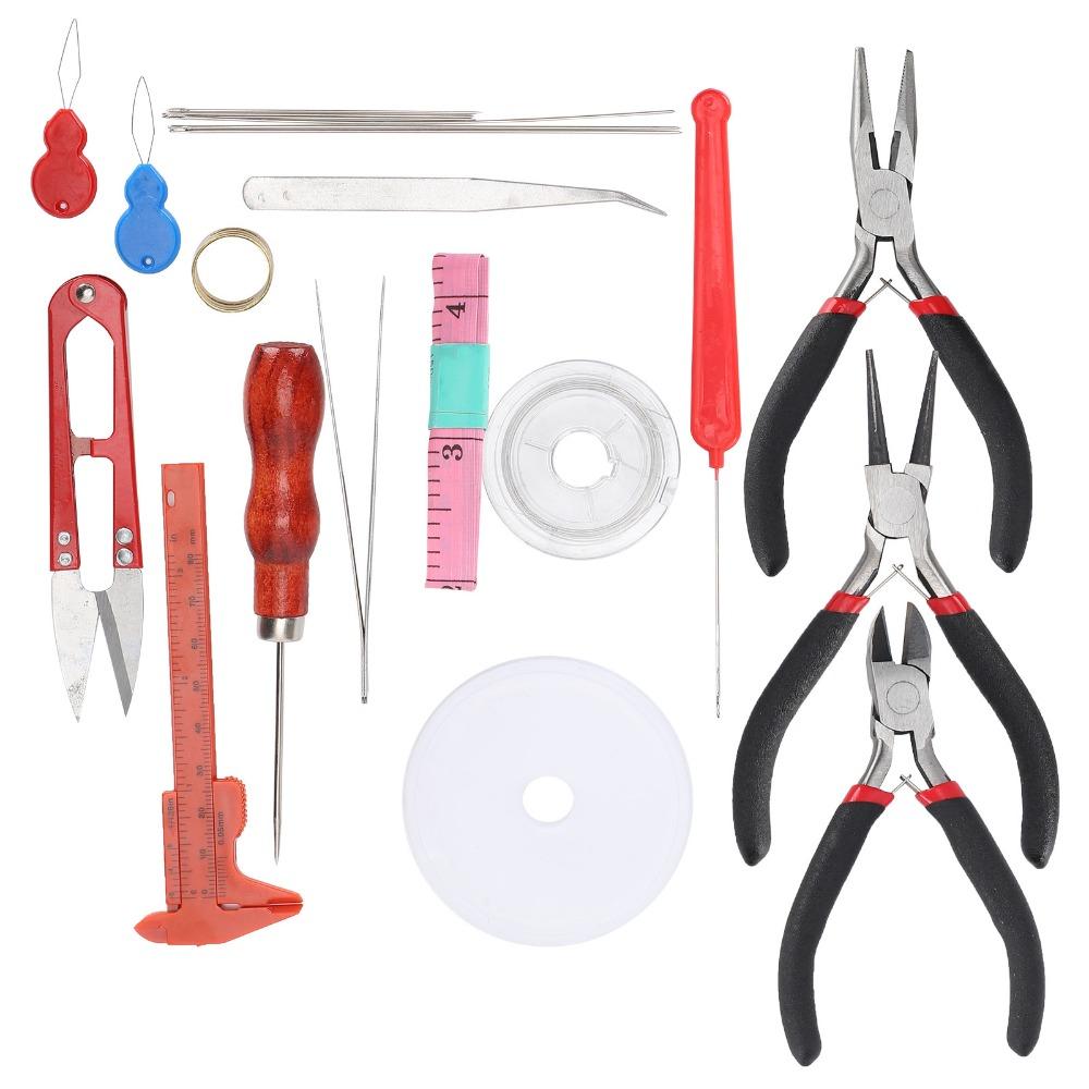 22 Pcs Zippered Oxford Bag Jewelry Making Tool Kit Pearls Making Kit Leather Handicrafts
