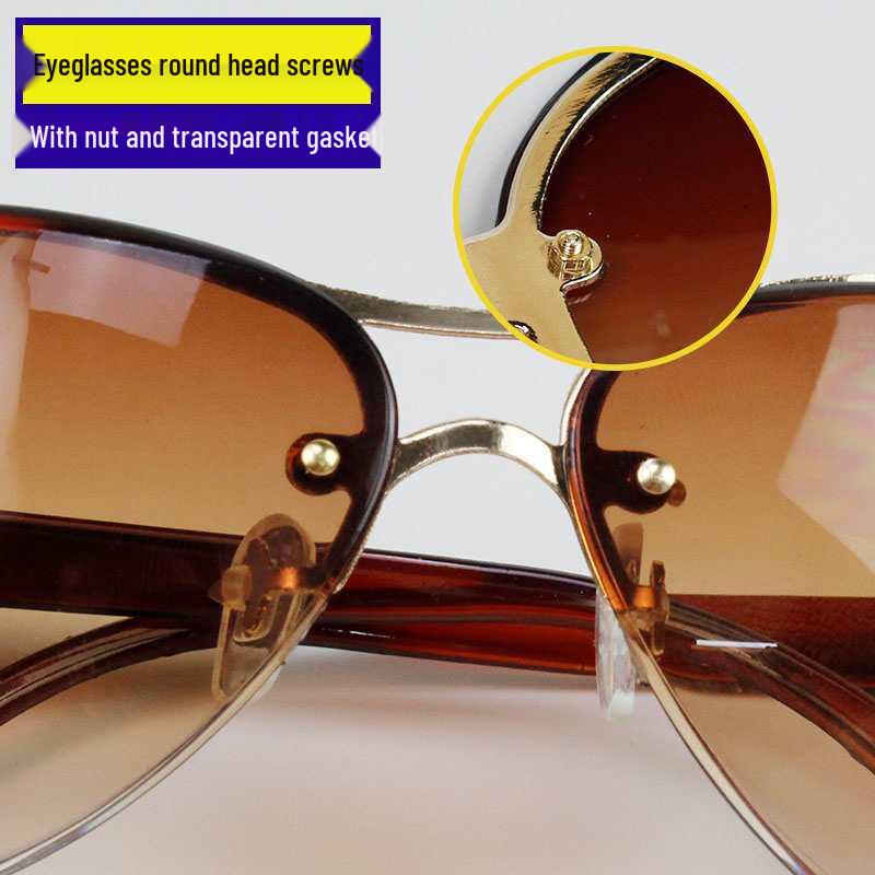 Frameless Gold & Silver Sunglasses: Round Head Drill Bit for Temple Screws Gold hex nuts 10 pieces with tools