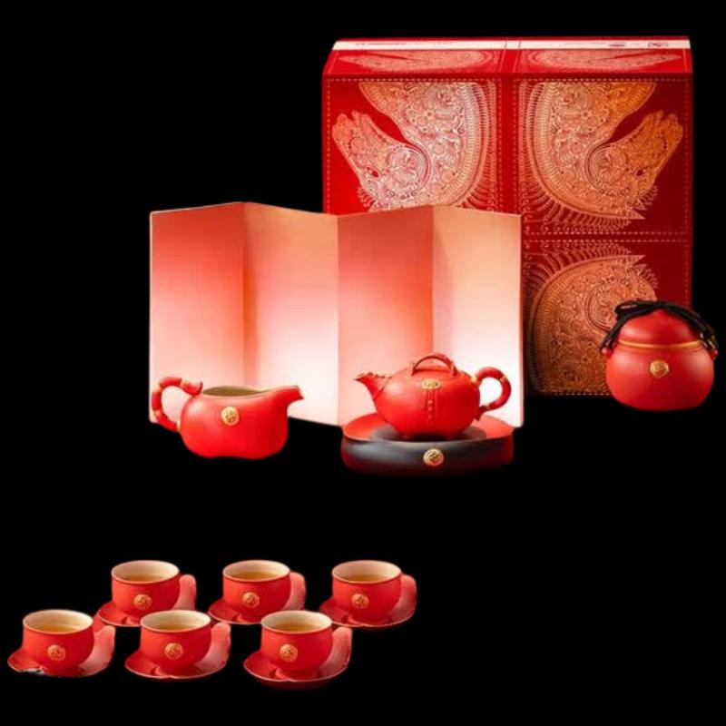 Edenus Galloping Horse Success Vermilion Glaze Tea Set