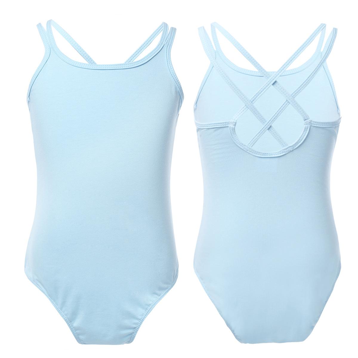 Sywiyi Peuter Meisje Ballet Gymnastiek Turnpakje Bodysuit Effen Katoen Ballerina Uitvoering Training Oefenkostuum 8-10 Years lichtblauwe kleur