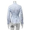 Elegant Women's Lace-Up Woven Shirt - Spring/Autumn French Casual Style