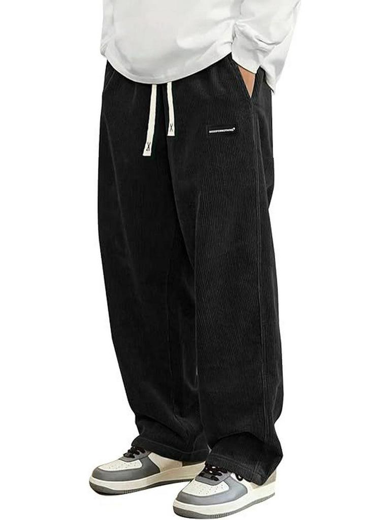 Men's Corduroy Casual Drawstring Wide-Leg Sports Pants