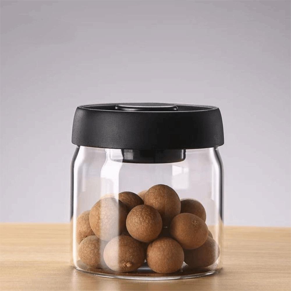 Press Type Coffee Bean Storage Jar Manual Glass Coffee Jar Vacuum Sealed Jar Home Use