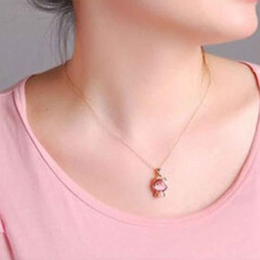 Cute Cat Crystal Pendant Women Girl Necklaces Jewelry Alloy Long Chains Jewelry