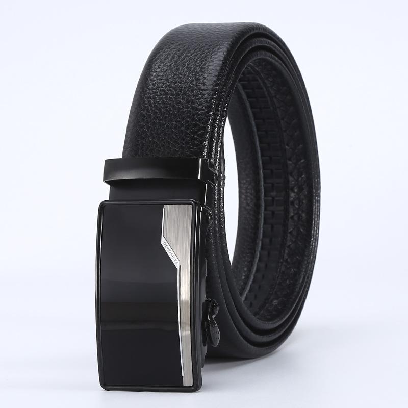 Belt Men'S Business Automatic Buckle Belt Scratch Resistant Lychee Pattern Belt Body Stall