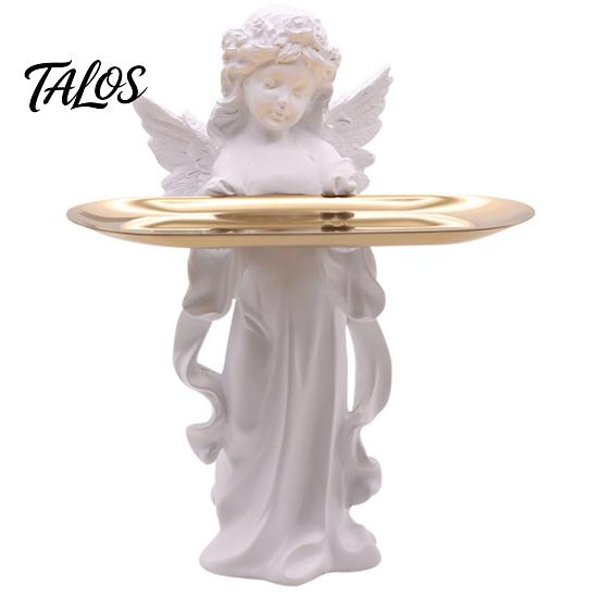 Stable Non-slip Tray Angel Figurine Storage Tray, Elegant Jewelry Exquisite Resin Statue Decorative Accessory Dish, Desktop Organizer for Rings