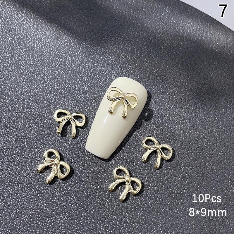 10Pcs Luxury Kawaii Bow Nail Art Charms 3D Alloy Bow Tie Jewelry Nail Decoration Diy Accessories