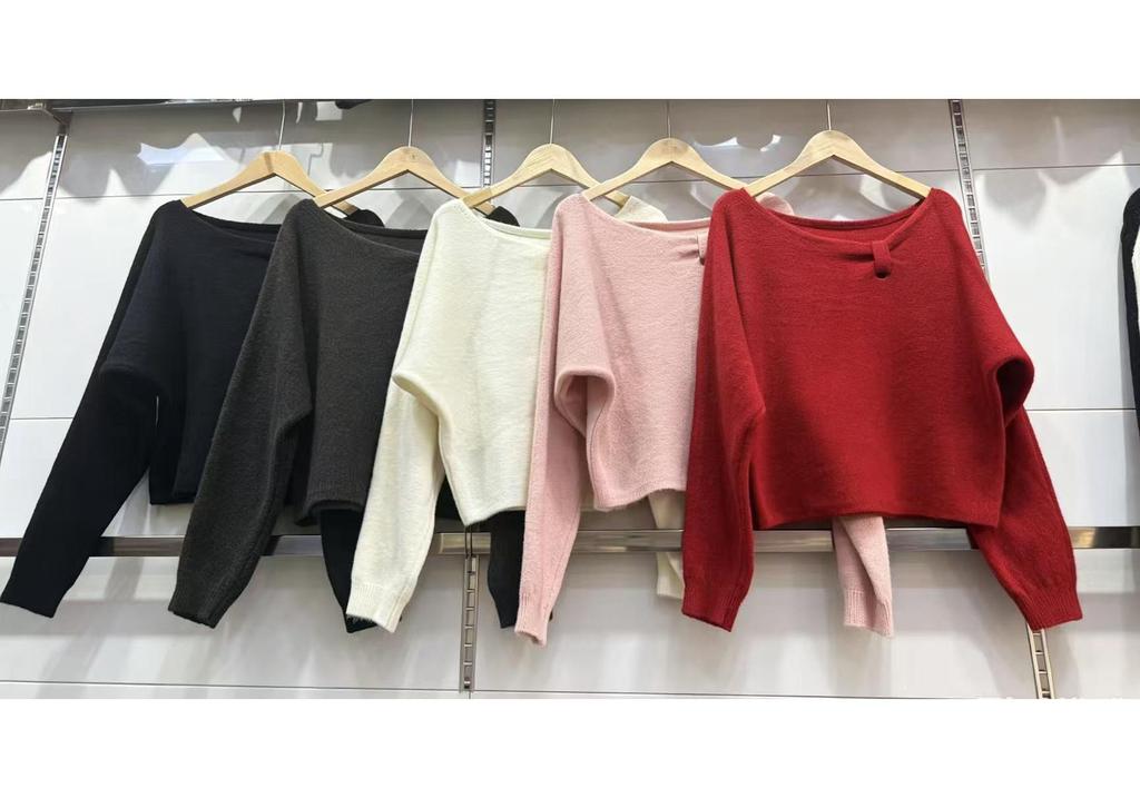 Women's French Chic Solid Color Knitwear Pullover - Long Sleeve Round Neck Sweater for Autumn/Winter