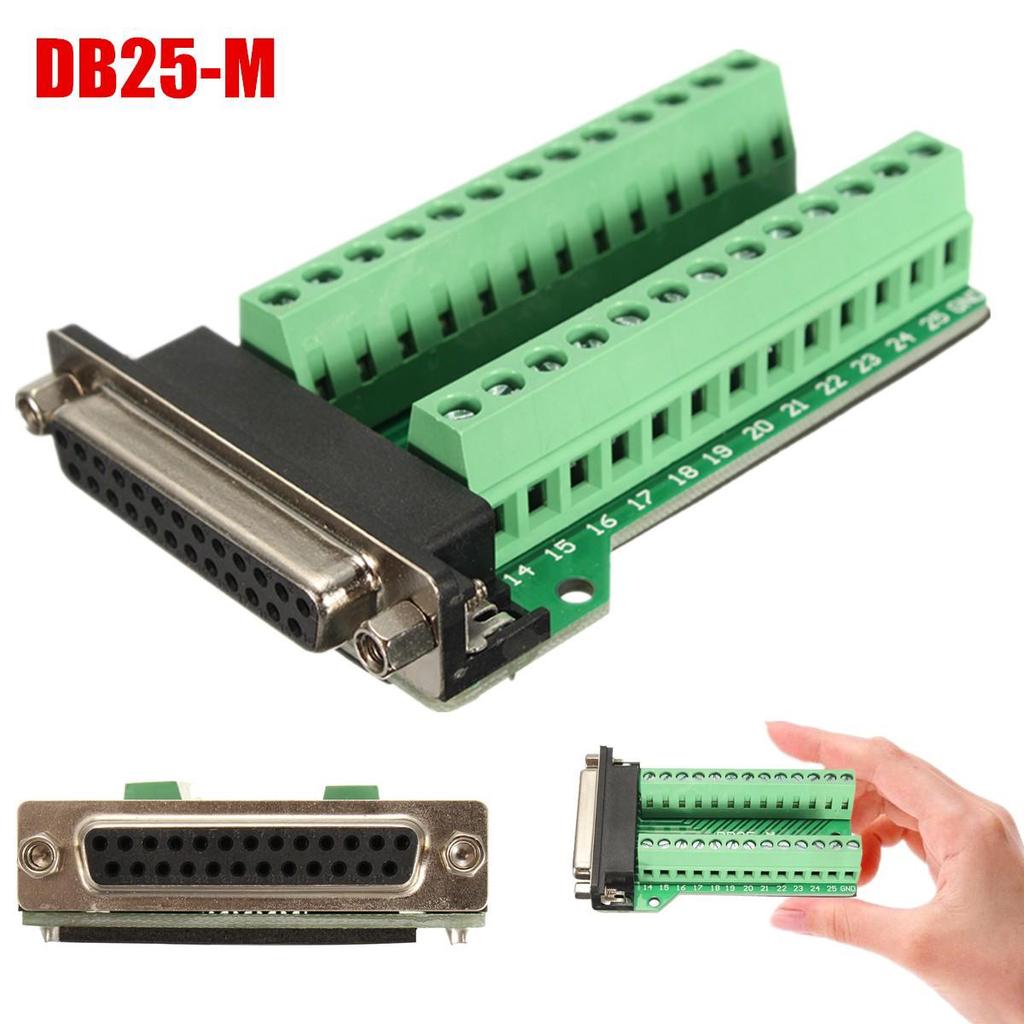 D-sub DB25 Breakout Board Connector 25 Pin 2-Row maschio porta Solderless Terminal Block Adapter with Thumb Screws