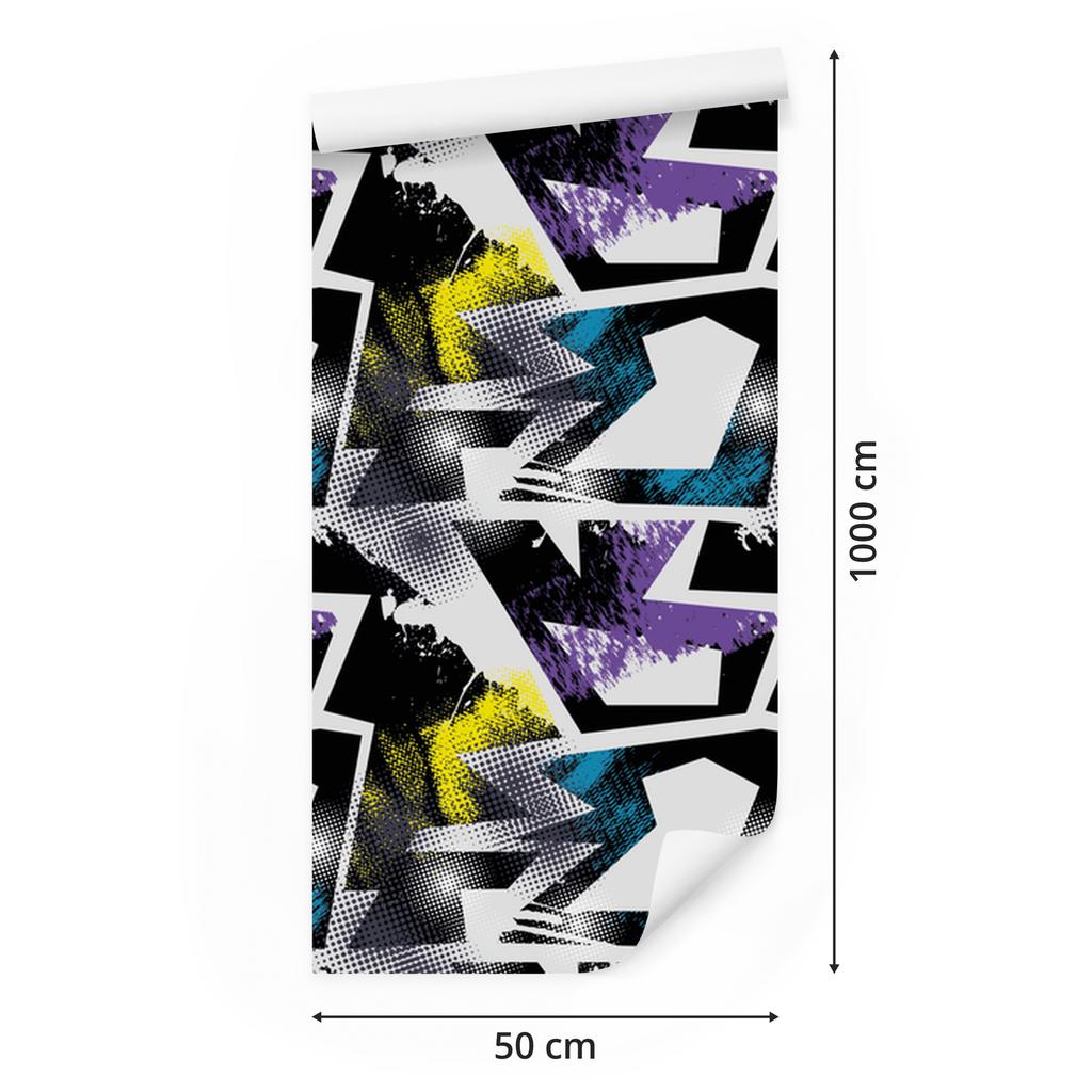 Żółta Tapeta Graffiti do Salonu i Sypialni 50x1000