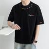 T-shirt Men's Spring Loose Five-quarter Sleeve Round Neck Short-sleeved T-shirt