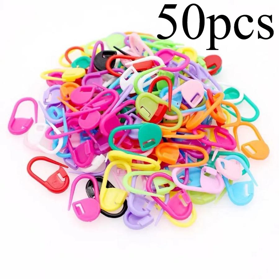 

50pcs Needle Clip Hook with Box Mixed Locking Stitch Markers Colorful Plastic Small Clip Knitting Crochet Knitting Accessories