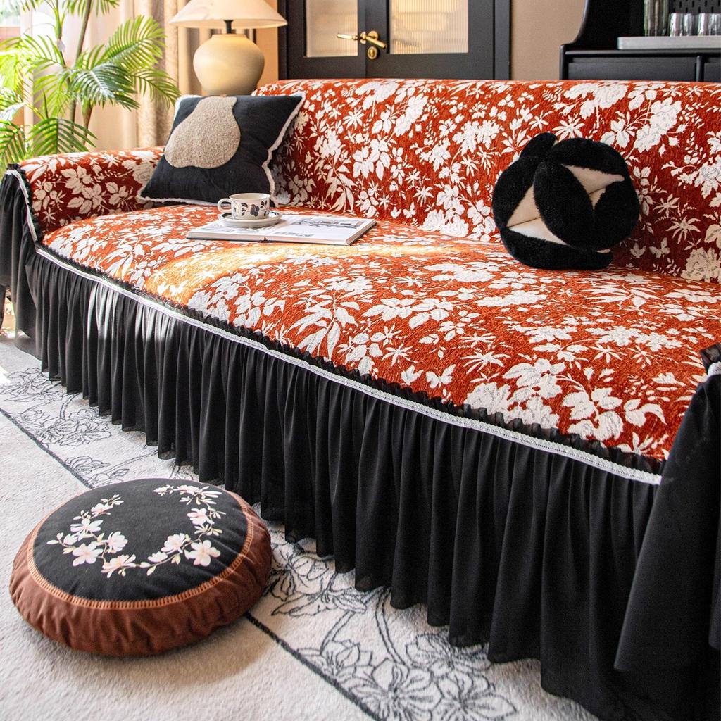 A whole full-cover chenille sofa towel 2025 new four-season universal lazy straight row sofa cover, anti-cat scratch