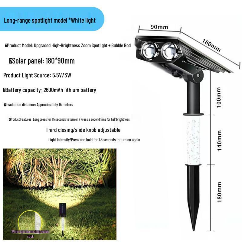 High Brightness Waterproof LED Solar Spotlights for Outdoor Lawn and Courtyard Lighting