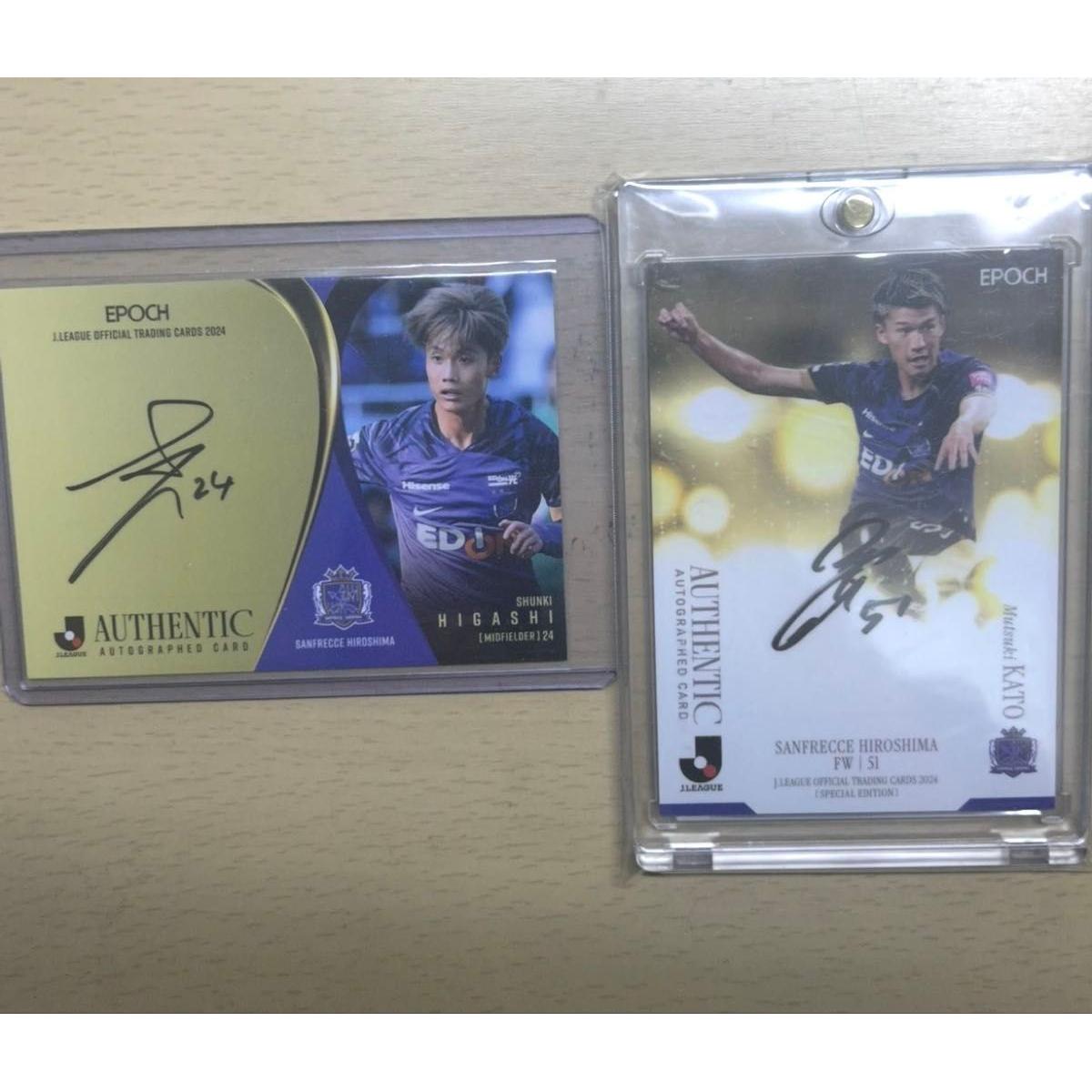 Used EPOCH J League 2024 Sanfrecce Hiroshima Limited Toshiki Higashi Rikujiro Kato Autographed Card