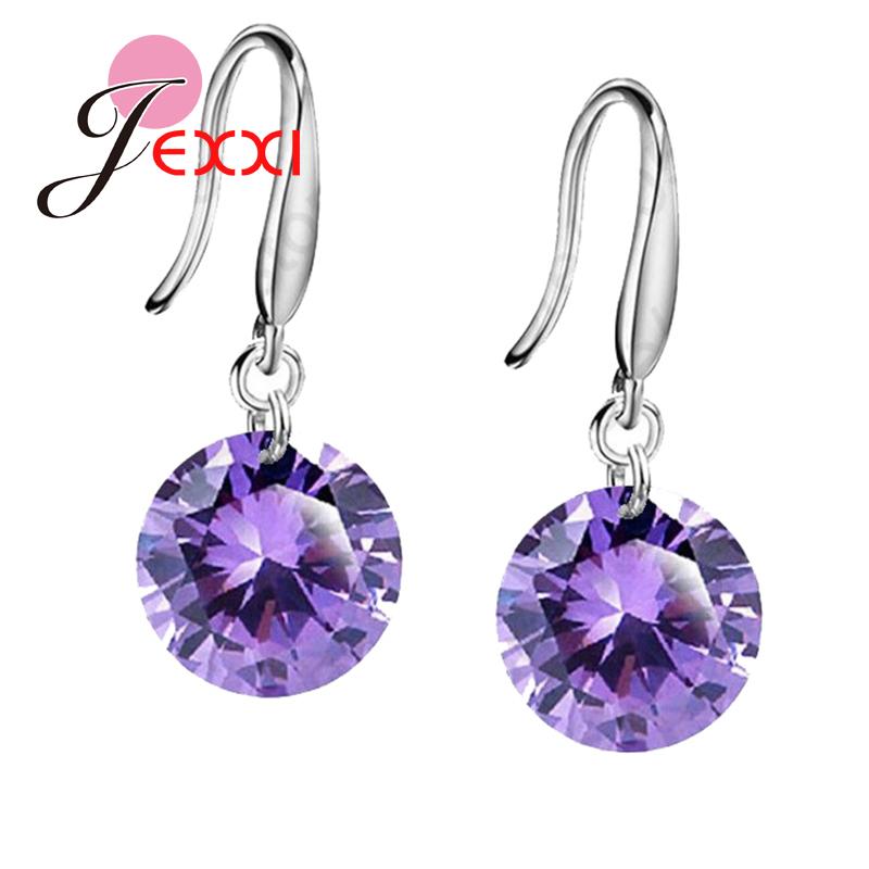 lose Money Classic Genuine 925 Sterling Silver Drop Earrings with 8 Colors Crystals CZ Women Wedding Party Gifts Brincos
