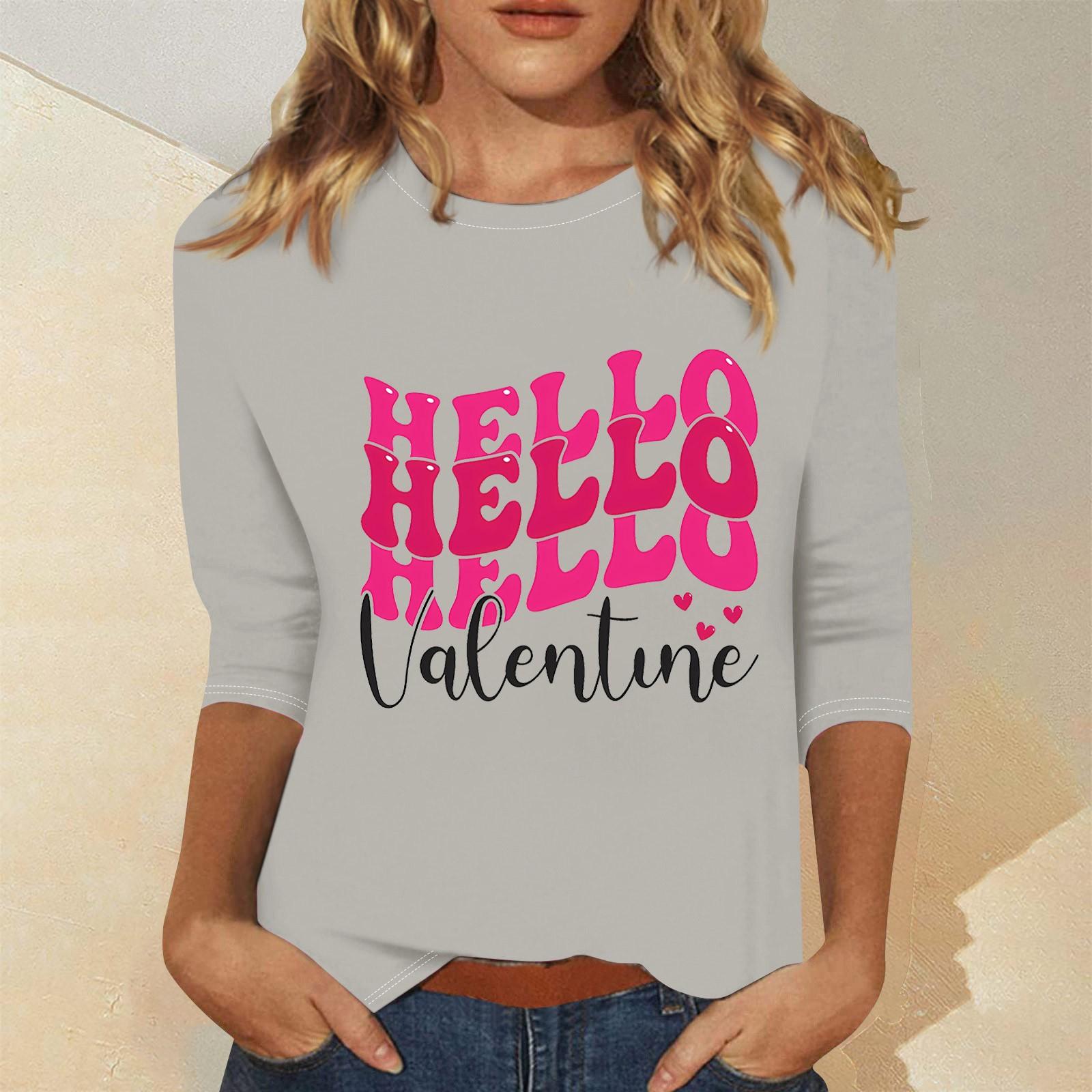 

Женская мода повседневный свитер с семью рукавами и принтом ко Дню святого Валентина M