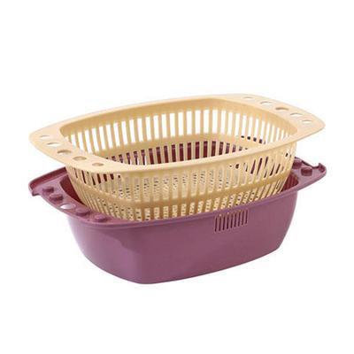 2pcs Vegetable Washing Basket Double Layers Fruit Washing Drying Drain Basin Basket for Household