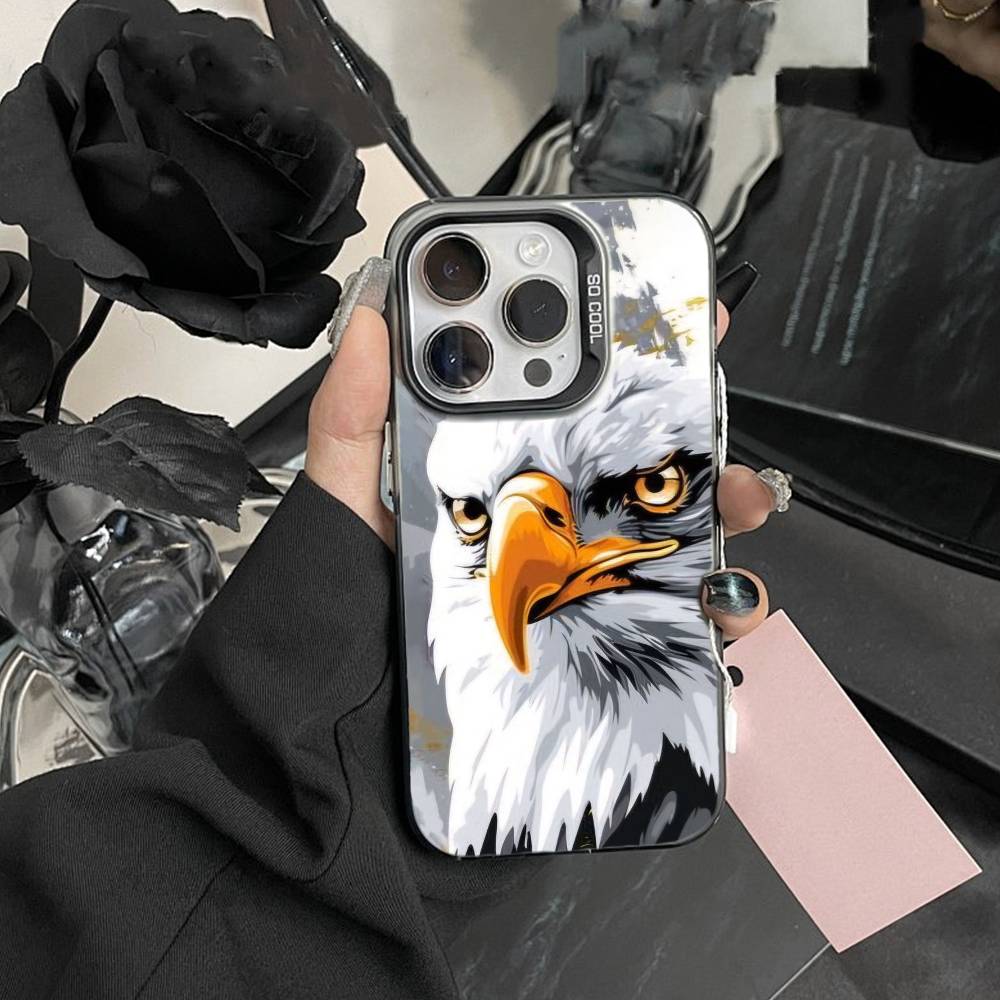 Cool Eagle Phone Case For iPhone17, 16,15,14,13,12 Pro Max Black Candy Matte Shockproof Cover