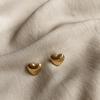 Wenjian Korean Heart-shaped Titanium Steel Earrings - 2022 Trendy Slimming Face Design for Women