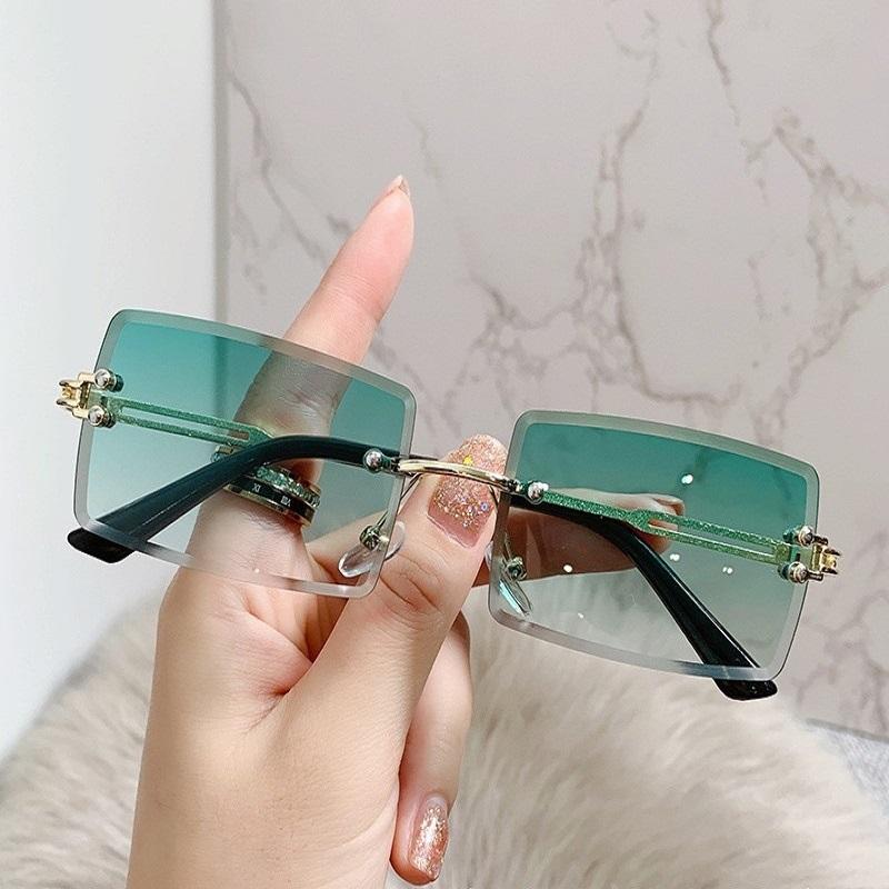 Gradient Pink Stylish Women Sun Glasses Square Retro Decorative Sun Shades Outdoor Travelling UV Protection Sunglasses