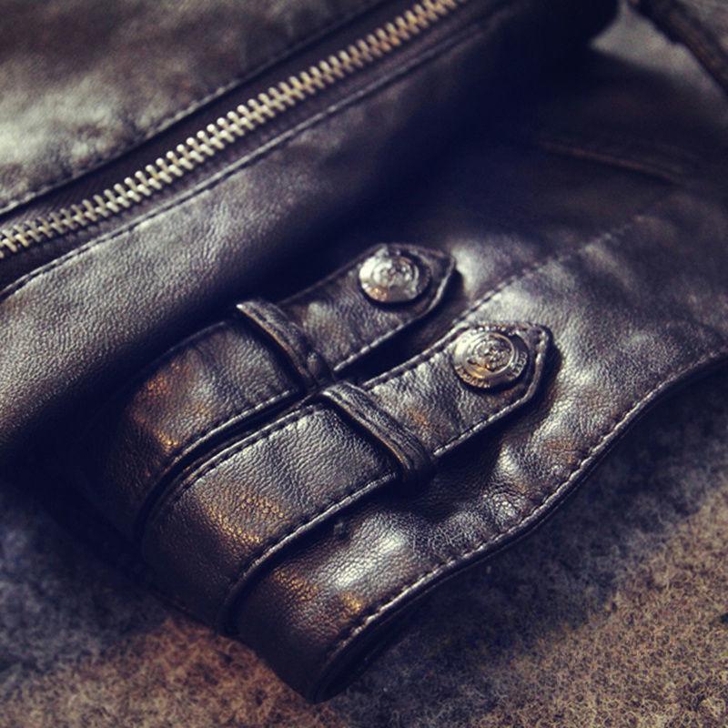 Fashion Women's Spring and Autumn Short Slim Motorcycle PU Leather Jacket