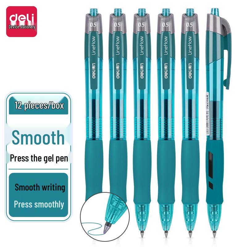 Deli S08 High-Gloss Quick-Dry Black Gel Pen, Transparent Design, Fine Tip for Students
