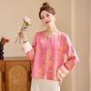 2025 Spring New Chinese Pink Jacquard Sequin Beaded Jacket Top ME5513