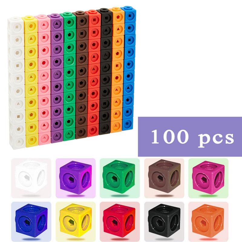 Montessori Rainbow Link Cubes Educational Toys Boxed Card Set Math Counting Learning Stacked Blocks Sensory Games Children Toys
