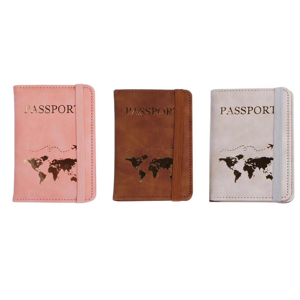 PU Leather Passport Cover for Card Documents Hot Stamping Simple Women Men Travel Passport Holder Wallet