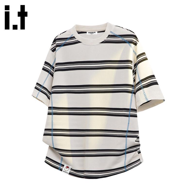 CHOCOOLATEit Men s Striped Patchwork Short Sleeve T-Shirt XL