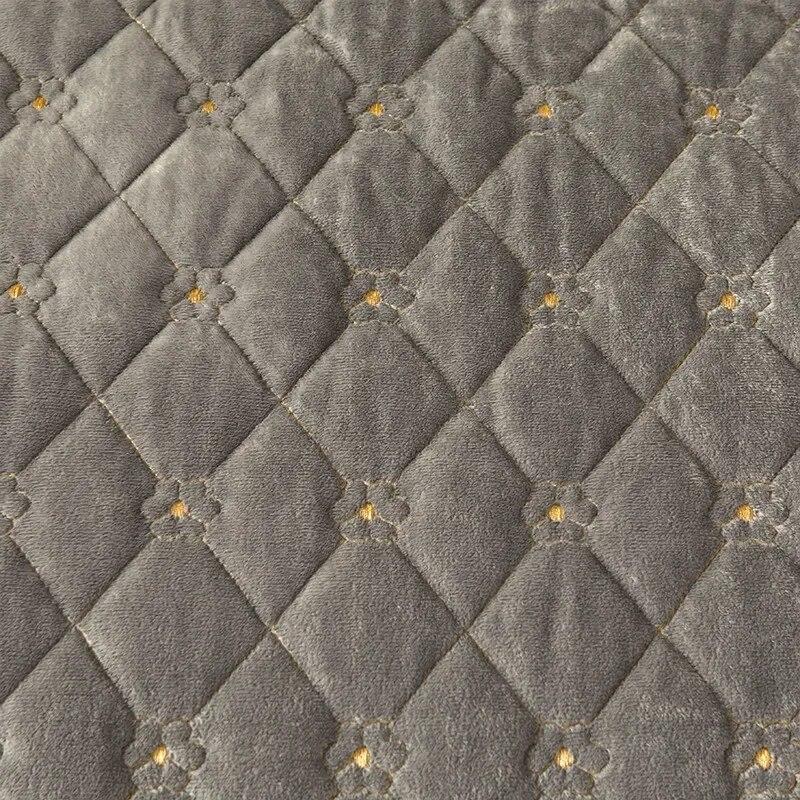 Copriletto trapuntato a fiori ricamato in velluto spesso gonna da letto di lusso morbido con 2 federe per cuscini Queen King Dropshipping