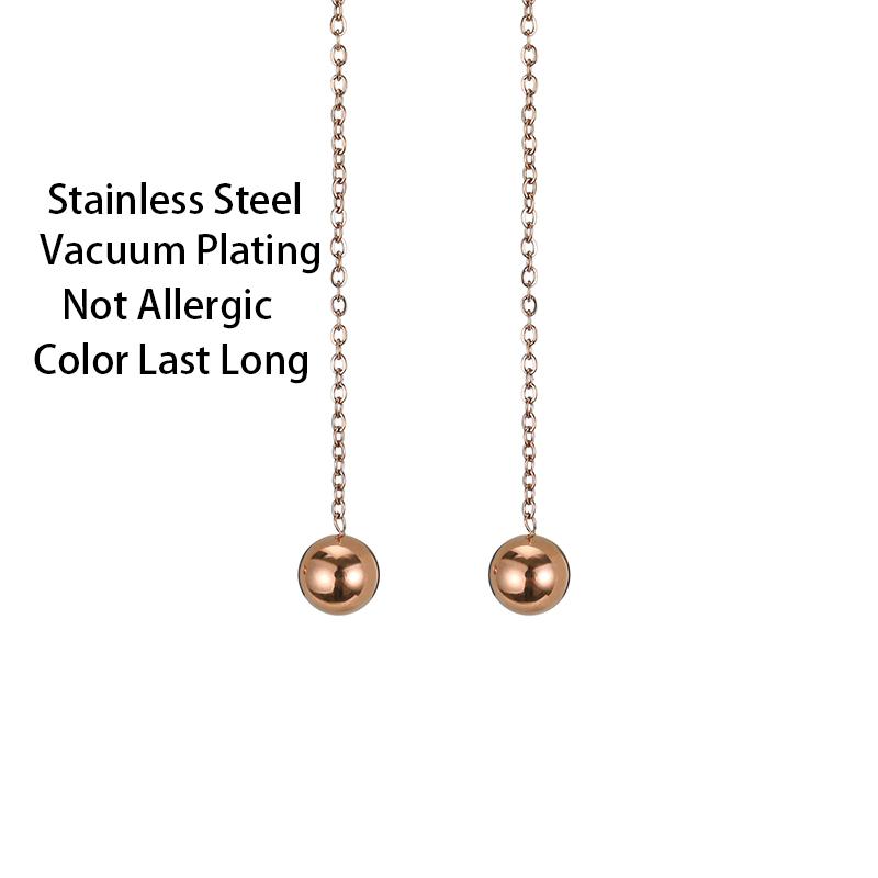 Boucle d'oreille en acier inoxydable pour femmes, pendentif boule de luxe léger, longue chaîne, goutte d'eau, bijoux tendance