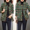 Women's Korean-Style Plaid Wool Jacket - Loose Short Fit, Trendy Autumn/Winter 2025 Collection
