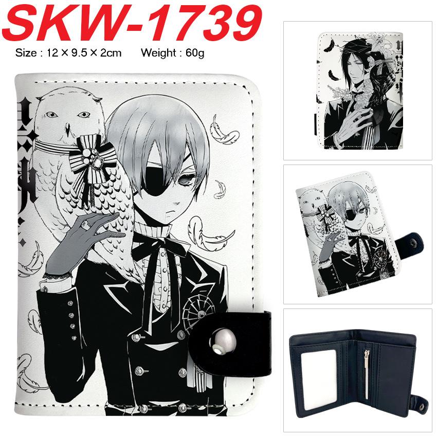Black Butler Anime Vertical Snap Wallet Bi-Fold Card Holder Unisex Small Coin Purse