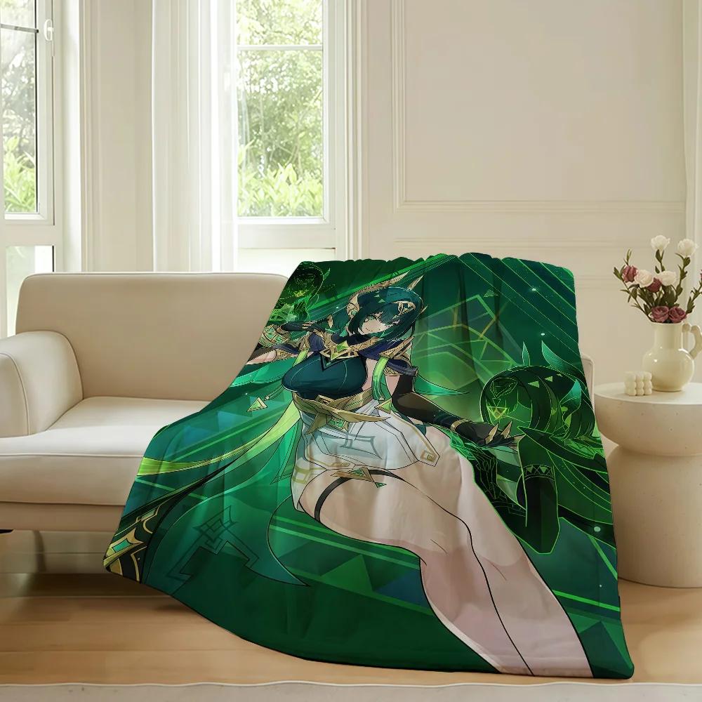 Genshin Impact Nefer Blanket for Sofa Bed Office Travel Soft Warm Fleece for Sleeping Reading Camping Flying